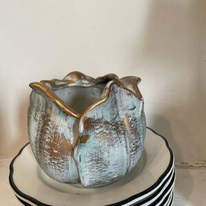 Stangl Blue and Gold Vase